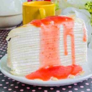 Layered-Mochi-Crepe-Cake-Guava-Strawberry-Glaze-Recipe