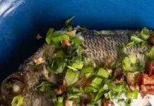 Isaiah Tavares’ Baked Mū (Big Eye Emperor) Step-by-step ingredients and preparation for Isaiah Tavares baked Mū Big Eye Emperor seafood dish