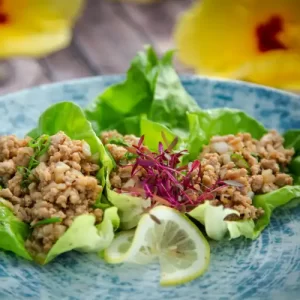 Homemade turkey lettuce wrap recipe with savory Asian-inspired flavors.