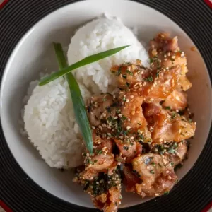 Step-by-step ingredients and preparation for Hawaiian style furikake chicken