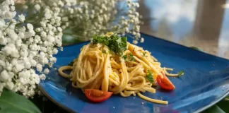 Cream Cheese Pasta by Brian Moon Bowl of creamy garlic cream cheese pasta tossed with parmesan and fresh ground black pepper by Brian Moon
