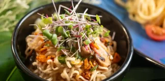 Simple Shoyu Ramen by Brian Moon Bowl of hot Simple Shoyu Ramen topped with baby bok choy, mushrooms, and green onions by Brian Moon